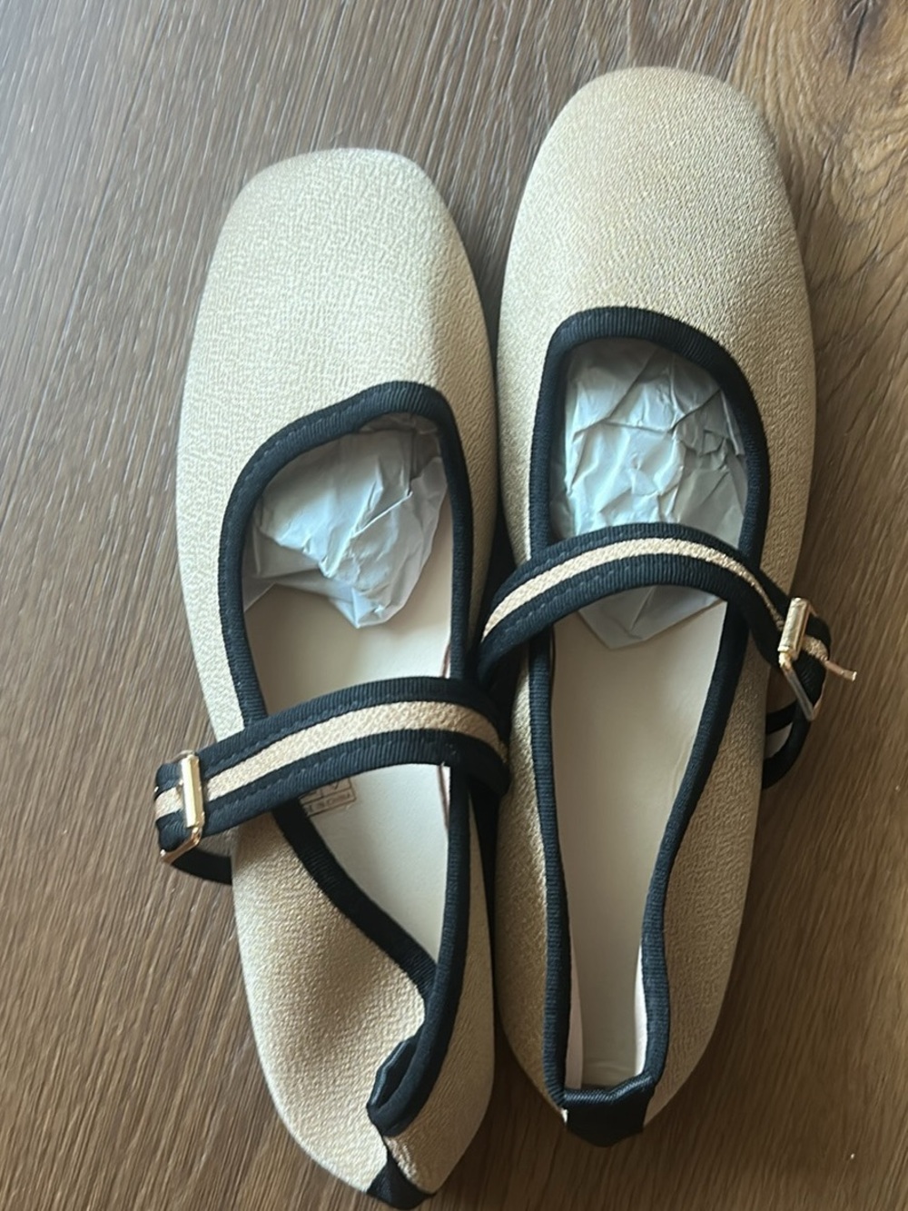 Ballet Flats - Tan w/ Black Trim